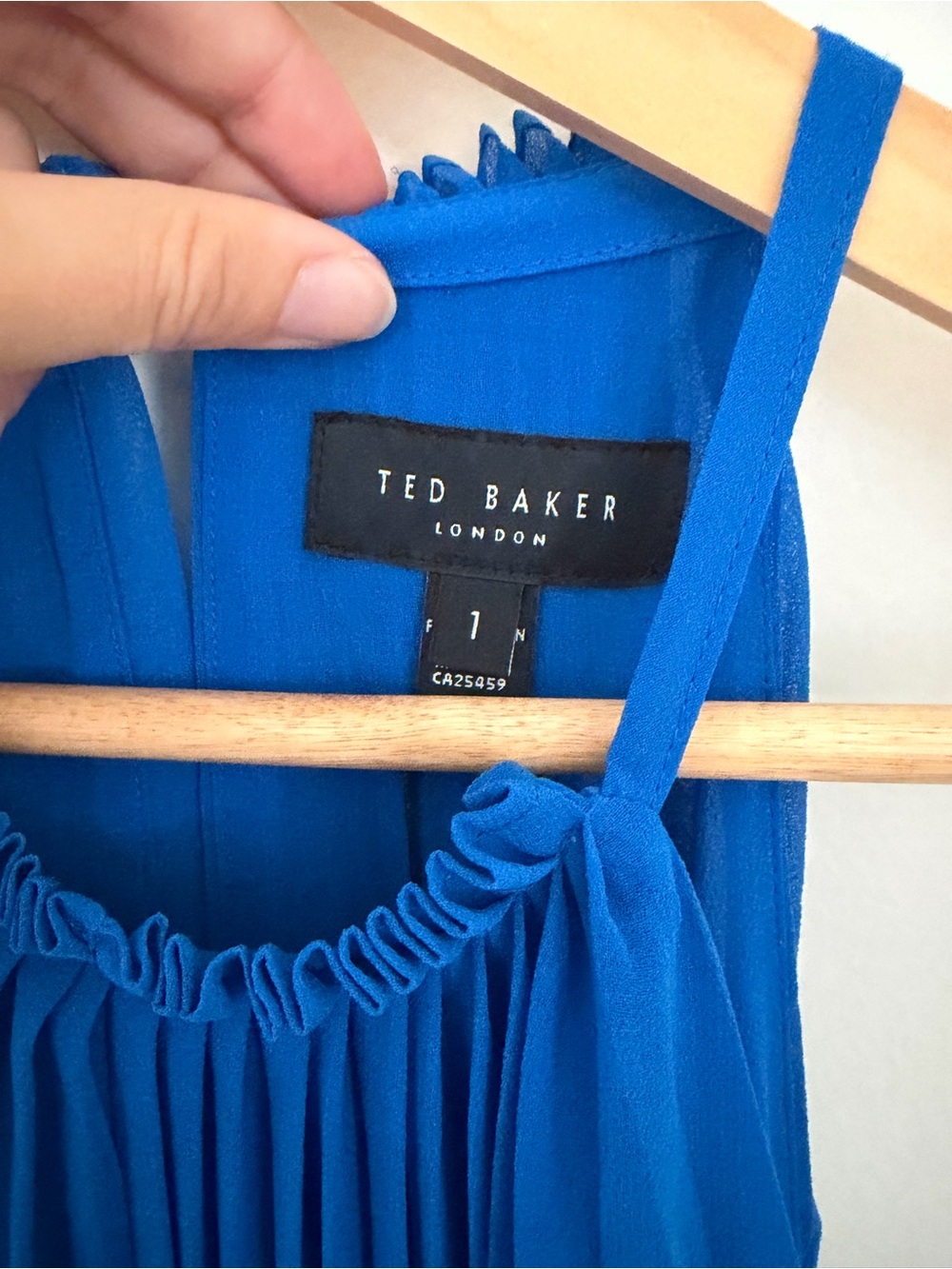 NWT Ted Baker Blue Pleated Halter Neck Dress